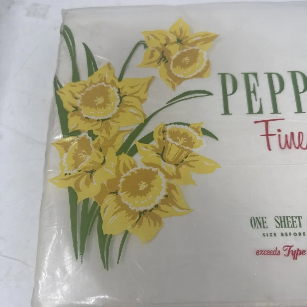 VTG Pepperell Muslin Twin Bed Sheet Bedding White Made in USA 1960s 1970s NOS